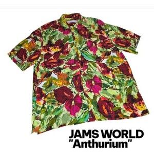 JAMS WORLD ANTHURIUM Sz M AOP Floral Pocket Button Up Hawaii Vacation S/S Shirt